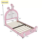 Lit plateforme simple rembourré avec tête de lit en forme de lapin
