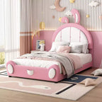 Lit plateforme simple rembourré avec tête de lit en forme de lapin