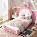 Lit plateforme simple rembourré avec tête de lit en forme de lapin