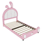 Lit plateforme simple rembourré avec tête de lit en forme de lapin
