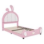 Lit plateforme simple rembourré avec tête de lit en forme de lapin