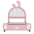 Lit plateforme simple rembourré avec tête de lit en forme de lapin