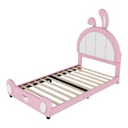 Lit plateforme simple rembourré avec tête de lit en forme de lapin