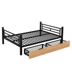 Lit superposé convertible en métal taille standard avec 2 tiroirs et une échelle - Noir