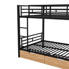 Lit superposé convertible en métal taille standard avec 2 tiroirs et une échelle - Noir