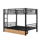 Lit superposé convertible en métal taille standard avec 2 tiroirs et une échelle - Noir