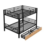 Lit superposé convertible en métal taille standard avec 2 tiroirs et une échelle - Noir