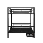 Lit superposé convertible en métal taille standard avec 2 tiroirs et une échelle - Noir