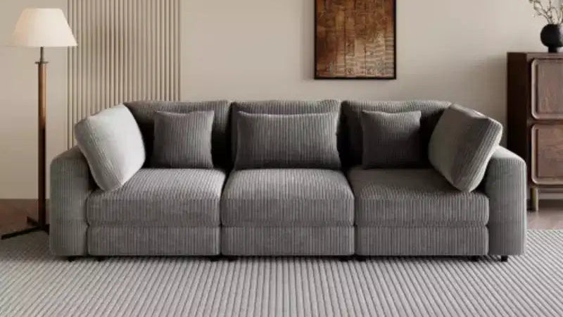 3 Seater Sofa with Removable Back Cushions and 5 Pillows , for Living Room, Apartment, Spacious Space