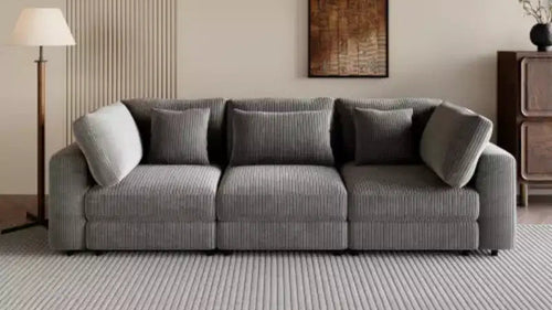 3 Seater Sofa with Removable Back Cushions and 5 Pillows , for Living Room, Apartment, Spacious Space