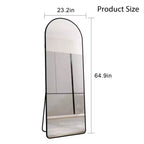 Miroirs sur pied pleine longueur, cadre arqué en alliage d'aluminium pour salle de bain, chambre, porche, magasin de vêtements