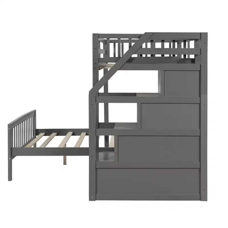 Lit mezzanine double en bois moderne avec escalier de rangement