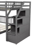 Lit mezzanine double en bois moderne avec escalier de rangement