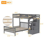 Lit mezzanine double en bois moderne avec escalier de rangement