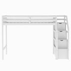 Lit mezzanine double en bois moderne avec escalier de rangement