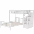 Lit mezzanine double en bois moderne avec escalier de rangement