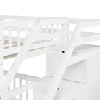 Lit mezzanine double en bois moderne avec escalier de rangement