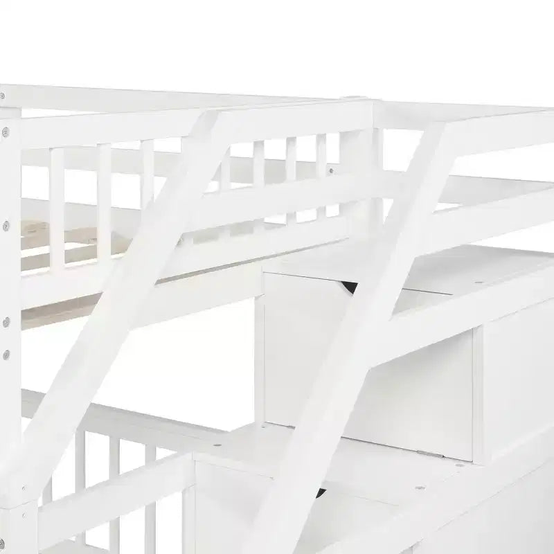 Lit mezzanine double en bois moderne avec escalier de rangement