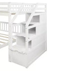 Lit mezzanine double en bois moderne avec escalier de rangement