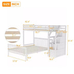 Lit mezzanine double en bois moderne avec escalier de rangement