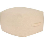 Mina Victory Lifestyle Modern Solid 18 x 18 x 14 Ivory Indoor Pouf