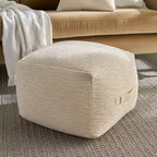 Pouf d'intérieur ivoire moderne et solide 18 x 18 x 14