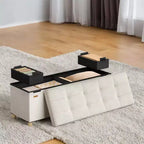 Banc de rangement ottoman, Coffre de rangement avec couvercle, 38 x 110 x 40 cm, Repose-pieds, 112 L, pour chambre, salon