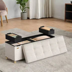 Banc de rangement ottoman, Coffre de rangement avec couvercle, 38 x 110 x 40 cm, Repose-pieds, 112 L, pour chambre, salon