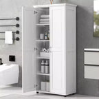 Whisen Minimalist Style Storage Cabinet with Double Doors and Adjustable Shelves for Bathroom, Office - White