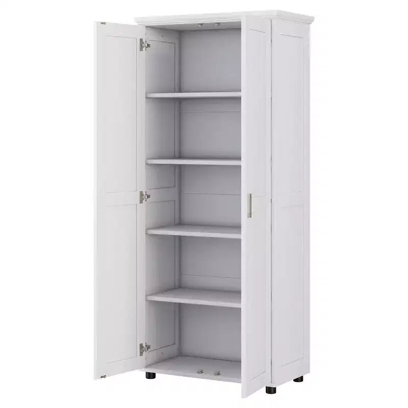 Meuble de Rangement Minimaliste avec Deux Portes et Étagères Réglables pour Salle de Bain, Bureau - Blanc
