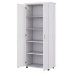 Meuble de Rangement Minimaliste avec Deux Portes et Étagères Réglables pour Salle de Bain, Bureau - Blanc