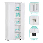 Meuble de Rangement Minimaliste avec Deux Portes et Étagères Réglables pour Salle de Bain, Bureau - Blanc