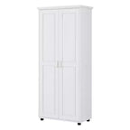 Meuble de Rangement Minimaliste avec Deux Portes et Étagères Réglables pour Salle de Bain, Bureau - Blanc