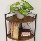 Meuble d'angle de rangement avec étagères en bois, Organiseur autoportant pour petits espaces, Marron