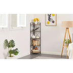 Meuble d'angle de rangement avec étagères en bois, Organiseur autoportant pour petits espaces, Marron