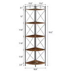 Meuble d'angle de rangement avec étagères en bois, Organiseur autoportant pour petits espaces, Marron
