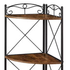 Meuble d'angle de rangement avec étagères en bois, Organiseur autoportant pour petits espaces, Marron