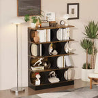 Famapy Modern Industrial - Style Bookshelf Display Shelf with Geometric Design and Multiple Tiers