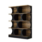 Étagère de présentation de style industriel moderne avec design géométrique et plusieurs niveaux