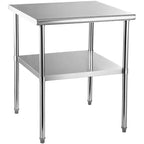 VEVOR Stainless Steel Prep Table, 30 x 30 x 36 Inch, 800lbs Load Capacity Heavy Duty Metal Worktable with Adjustable Undershelf & Feet