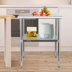 Table de préparation en acier inoxydable, 30 x 30 x 36 pouces, capacité de charge de 800 livres, table de travail en métal robuste avec étagère inférieure et pieds réglables