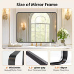 Grand miroir de salle de bain en aluminium 39x29 pouces, miroir de courtoisie anti-buée avec verre de sécurité, noir
