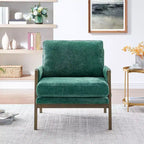 Fauteuil d'appoint moderne en velours, fauteuil rembourré de style Mid-Century avec pieds en bois d'hévéa pour salon, salle de lecture, chambre à coucher