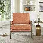 Fauteuil d'appoint moderne en velours, fauteuil rembourré de style Mid-Century avec pieds en bois d'hévéa pour salon, salle de lecture, chambre à coucher