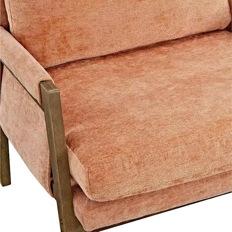 Fauteuil d'appoint moderne en velours, fauteuil rembourré de style Mid-Century avec pieds en bois d'hévéa pour salon, salle de lecture, chambre à coucher