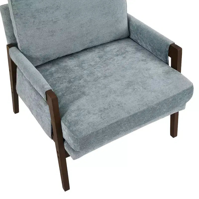 Fauteuil d'appoint moderne en velours, fauteuil rembourré de style Mid-Century avec pieds en bois d'hévéa pour salon, salle de lecture, chambre à coucher