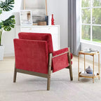 Fauteuil d'appoint moderne en velours, fauteuil rembourré de style Mid-Century avec pieds en bois d'hévéa pour salon, salle de lecture, chambre à coucher