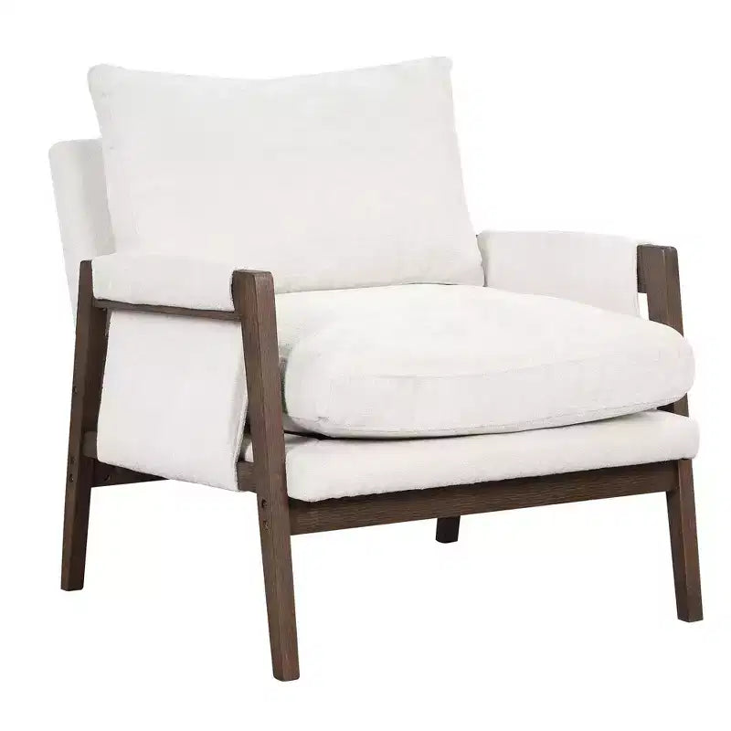 Fauteuil d'appoint moderne en velours, fauteuil rembourré de style Mid-Century avec pieds en bois d'hévéa pour salon, salle de lecture, chambre à coucher