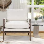 Fauteuil d'appoint moderne en velours, fauteuil rembourré de style Mid-Century avec pieds en bois d'hévéa pour salon, salle de lecture, chambre à coucher
