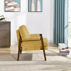 Fauteuil d'appoint moderne en velours, fauteuil rembourré de style Mid-Century avec pieds en bois d'hévéa pour salon, salle de lecture, chambre à coucher